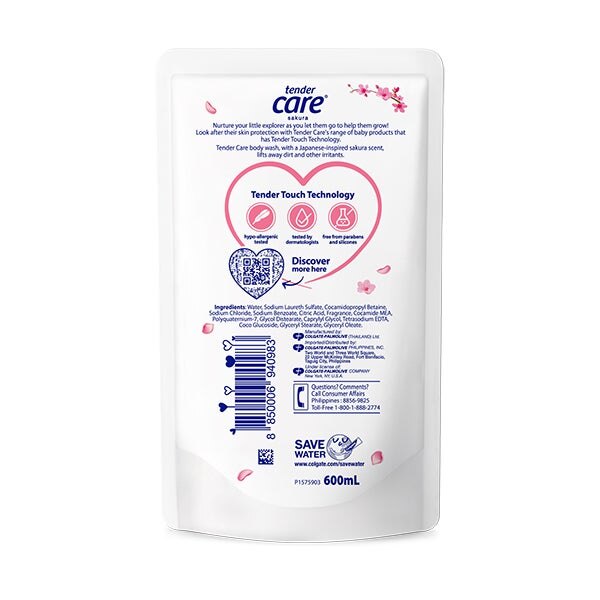 Sakura scent baby wash 600ml doy pack back